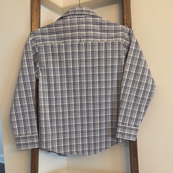 Chaps Boy’s Purple and White Plaid Shirt - Picture 5 of 5